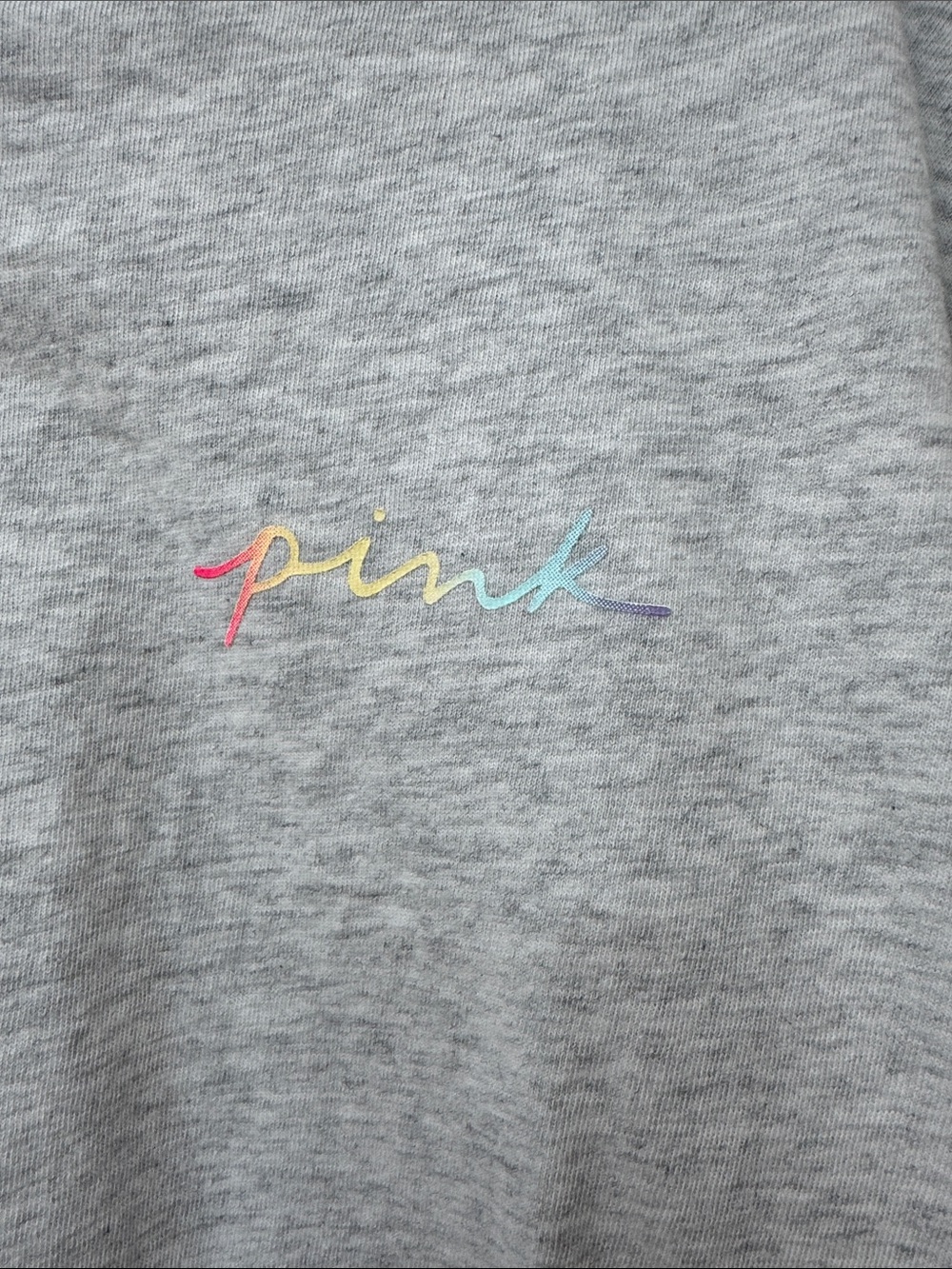 PINK Victoria's Secret Heather Gray Tee with White Logo - Picture 4 of 7